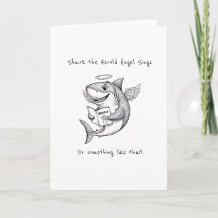 Funny Quirky Shark The Harold Angel Sing Christmas Card
