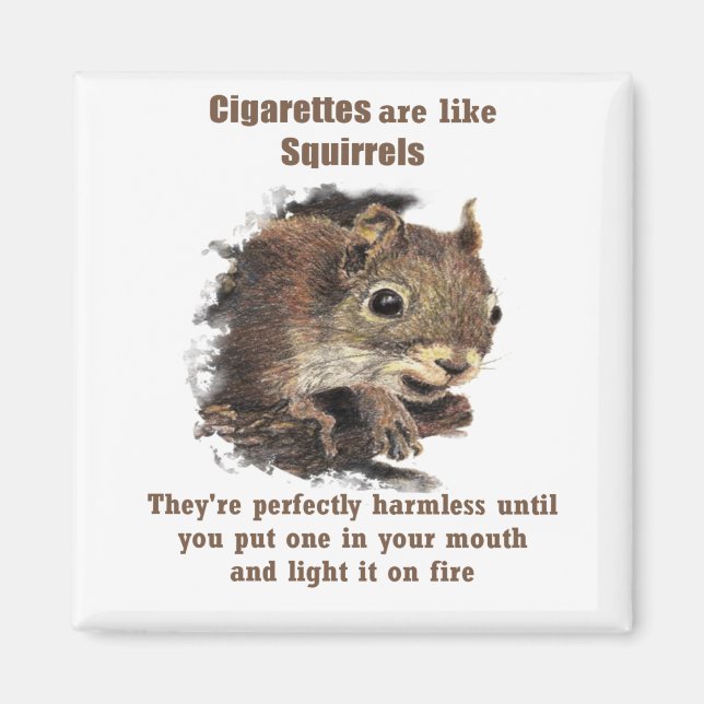 Funny Quit Smoking Motivational Quote Squirrel Magnet (Front)
