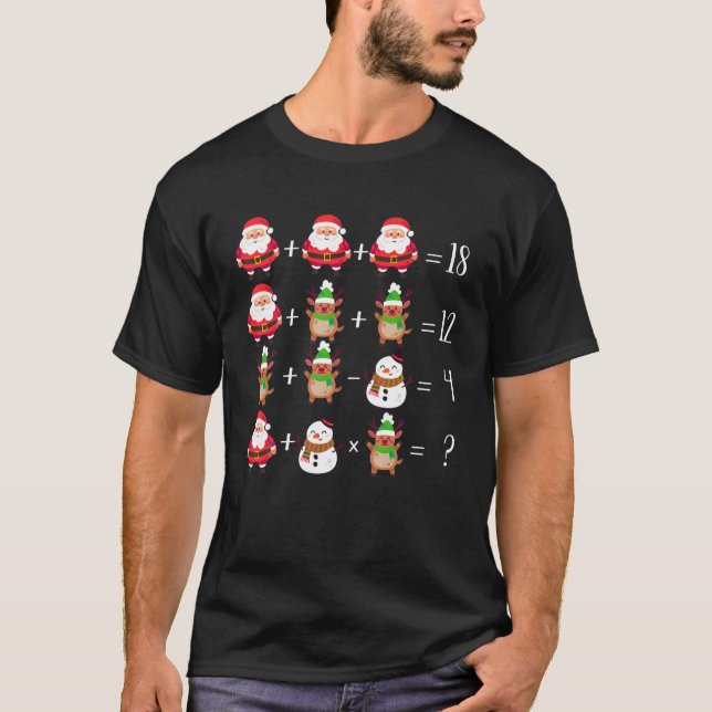 Funny Quiz Math Teacher Santa Reindeer Christmas P T-Shirt (Front)