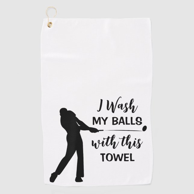 Funny Quote Black Script Golf Towel (Front)
