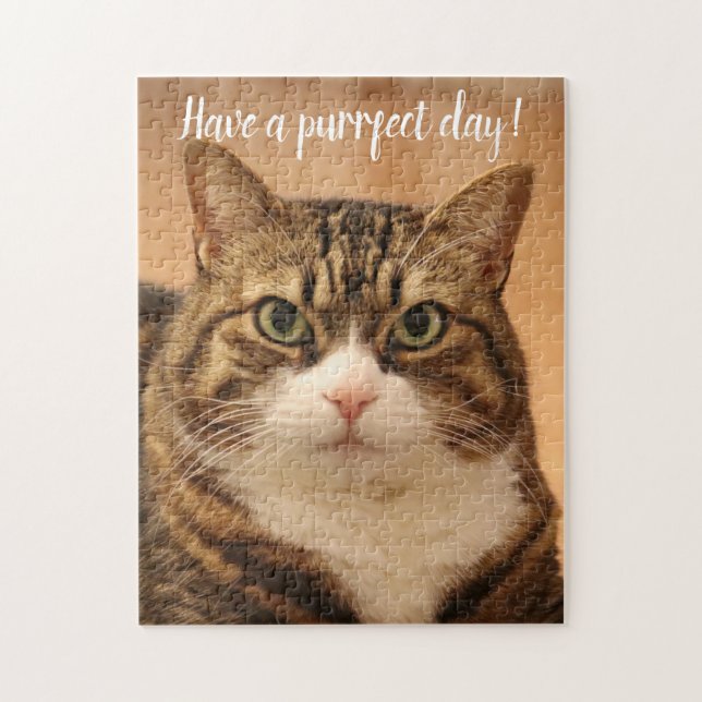 Funny Quote Cat Lovers Custom Photo Personalized Jigsaw Puzzle (Vertical)