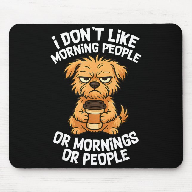 Funny Quote Coffee Sleepy Cute Dog Puppy Lover Gif Mouse Pad (Front)