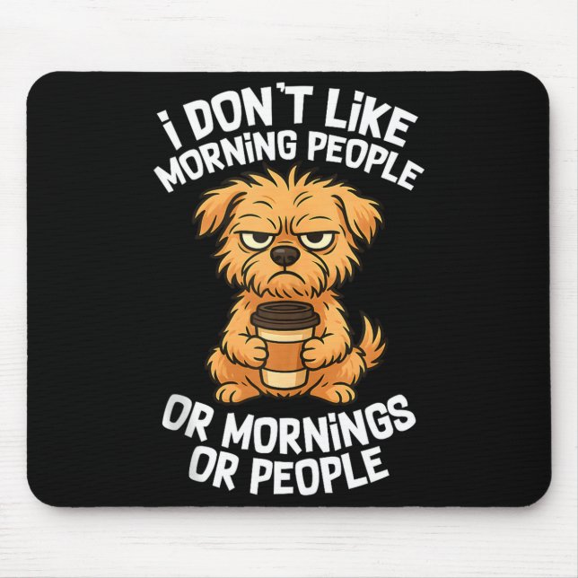 Funny Quote Coffee Sleepy Cute Dog Puppy Lover Gif Mouse Pad (Front)