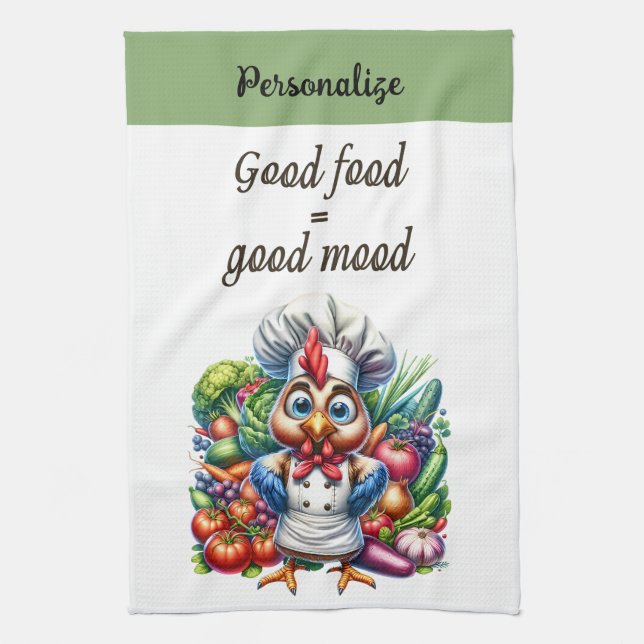Funny Quote Cute Chicken Chef Cooking Kitchen Towel (Vertical)
