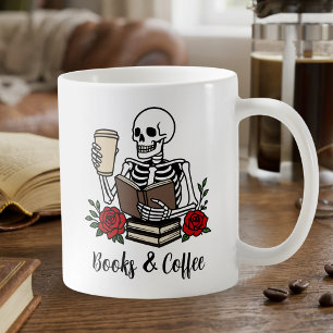 Funny Quote For Book Lovers Floral Skeleton  Coffee Mug