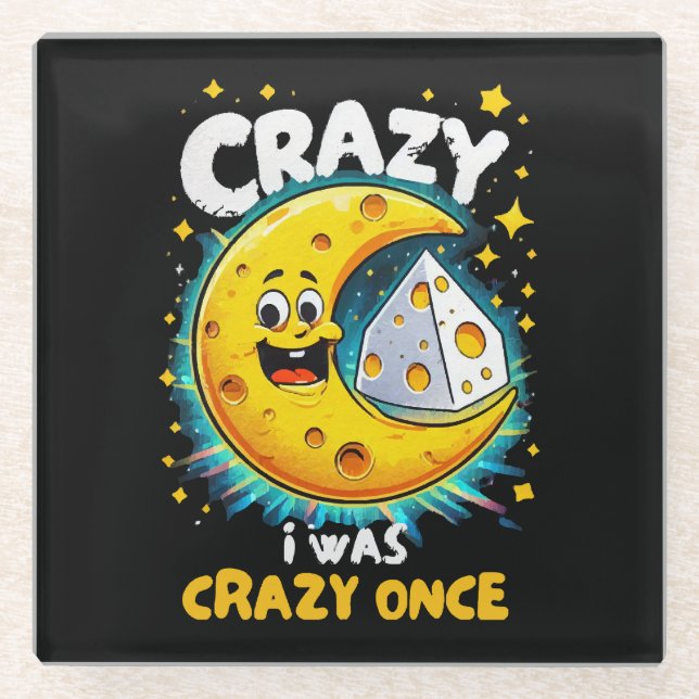 Funny quote for cheese lovers glass coaster (Front)