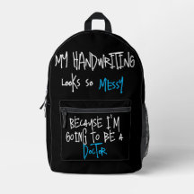 Funny Quote Future Doctor Black Printed Backpack