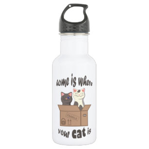 Funny quote Home is where your cat is 532 Ml Water Bottle