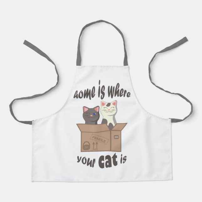 Funny quote Home is where your cat is Apron (Front)