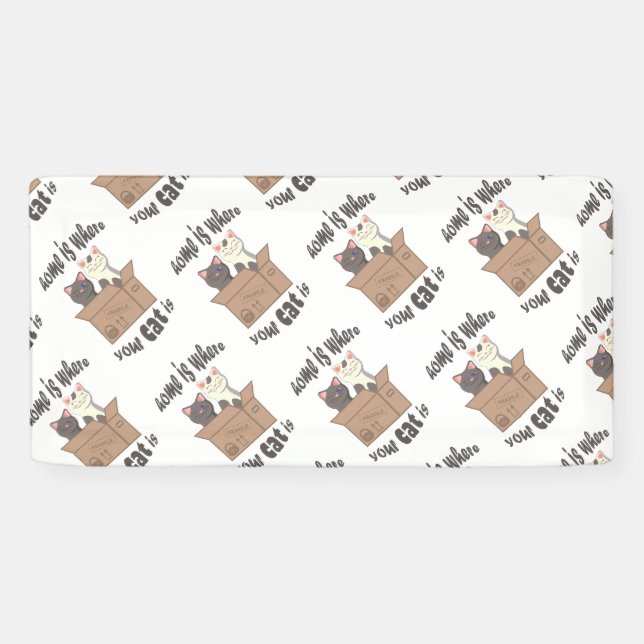 Funny quote Home is where your cat is Banner (Horizontal)