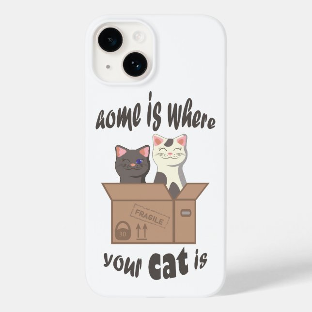 Funny quote Home is where your cat is Case-Mate iPhone Case (Back)