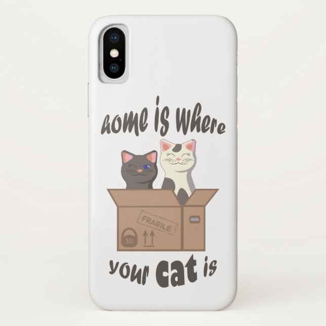 Funny quote Home is where your cat is Case-Mate iPhone Case (Back)