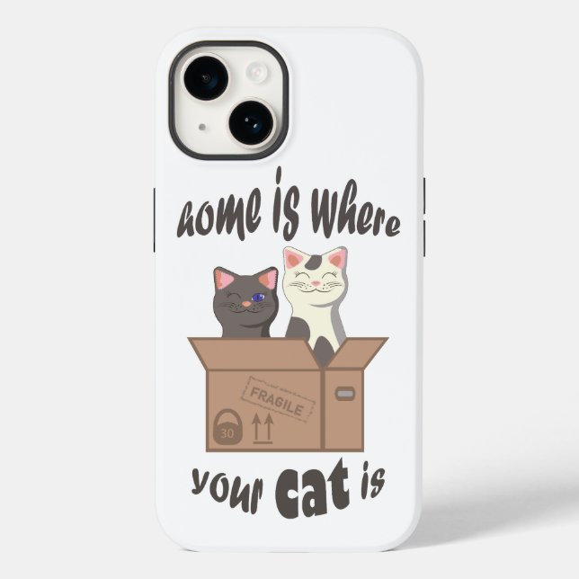 Funny quote Home is where your cat is Case-Mate iPhone Case (Back)