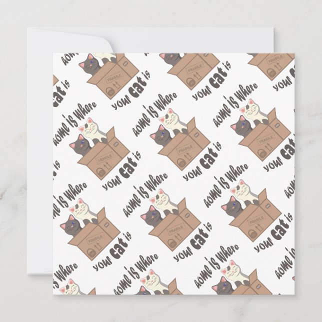 Funny quote Home is where your cat is Invitation (Front)