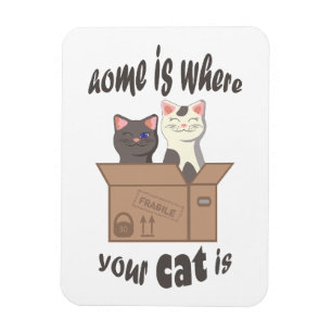 Funny quote Home is where your cat is Magnet