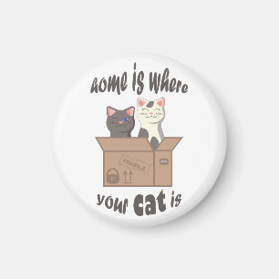 Funny quote Home is where your cat is Magnet