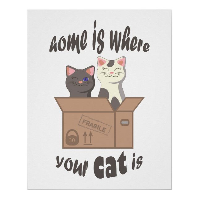 Funny quote Home is where your cat is Poster (Front)