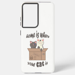 Funny quote Home is where your cat is Samsung Galaxy Case