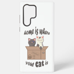 Funny quote Home is where your cat is Samsung Galaxy Case