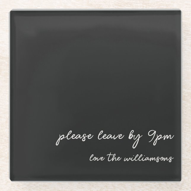 Funny Quote Introvert Humor Custom Black White Glass Coaster (Front)