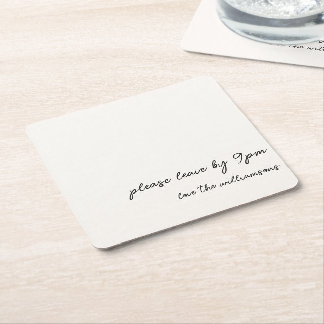 Funny Quote Introvert Humor Custom Black White Square Paper Coaster (Angled)