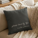 Funny Quote Introvert Humor Custom Black White Throw Pillow<br><div class="desc">Add a touch of humor to your gathering with this funny personalized throw pillow in black and white featuring the cheeky phrase "please leave by 9 PM" and customizable family or host name below. The minimalist design makes these perfect for casual dinner parties, housewarming events, or any get-together where a...</div>