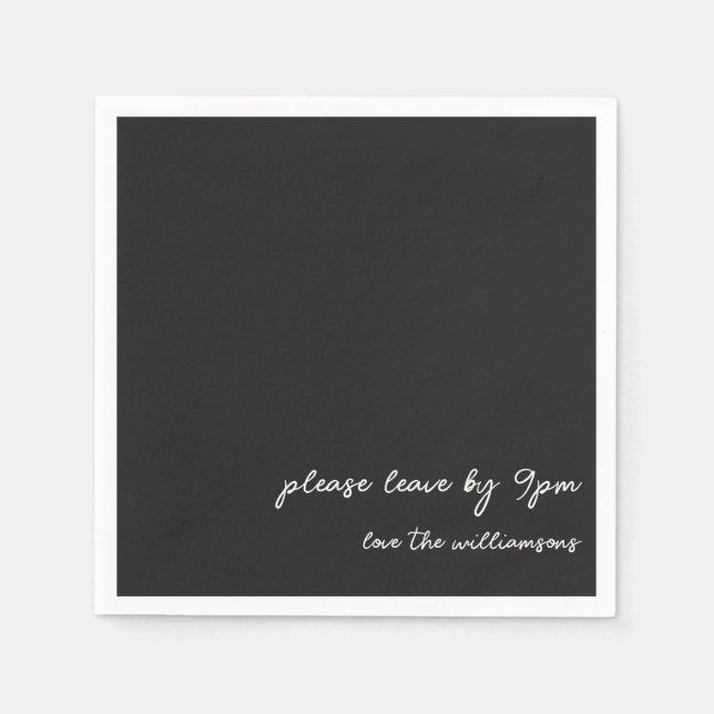 Funny Quote Introvert Humor Custom Party Black  Napkin (Front)