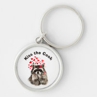 Funny Quote Kiss the Cook Cute Raccoons, Animal Ke