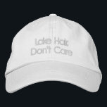 Funny Quote Lake Hair Don't Care Typography Embroidered Hat<br><div class="desc">Lake Hair,  Don't Care - Funny Saying in a pretty sea glass blue block lettering. Can be personalized. Contact me with any questions or requests.</div>