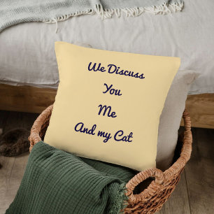 Funny Quote Modern Cat Lover Gift Beige Template Throw Pillow
