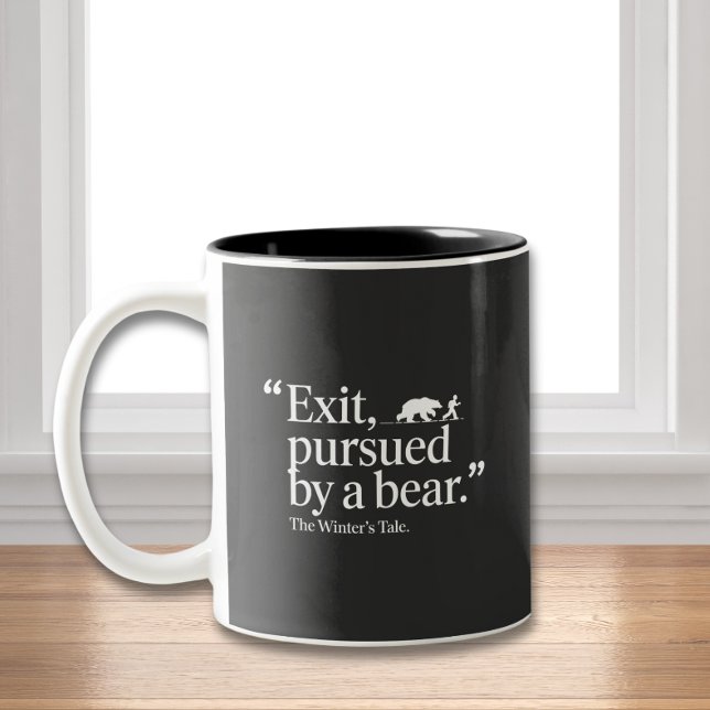 Funny Quote Modern Minimalist Pursued By Bear Two-Tone Coffee Mug (Creator Uploaded)