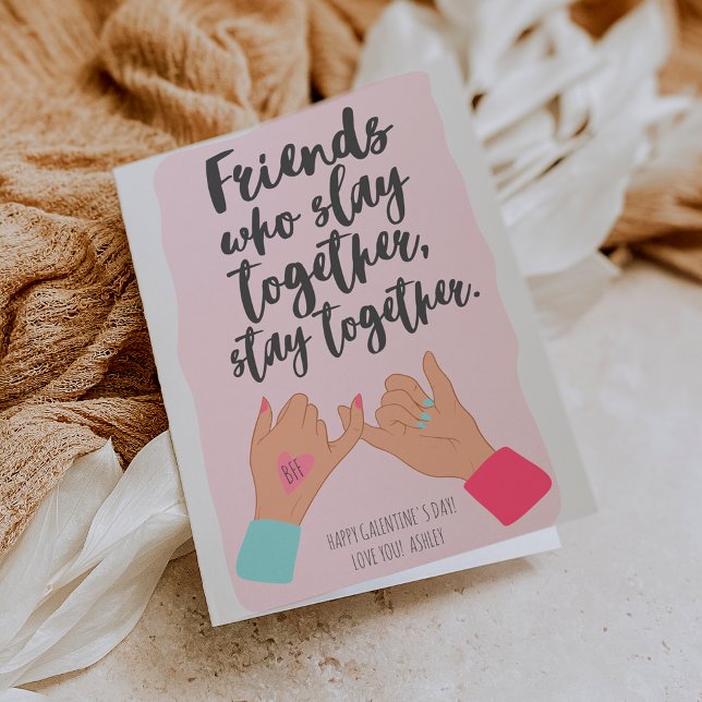 Funny quote pinkie galentine 3 photos collage card (Creator Uploaded)