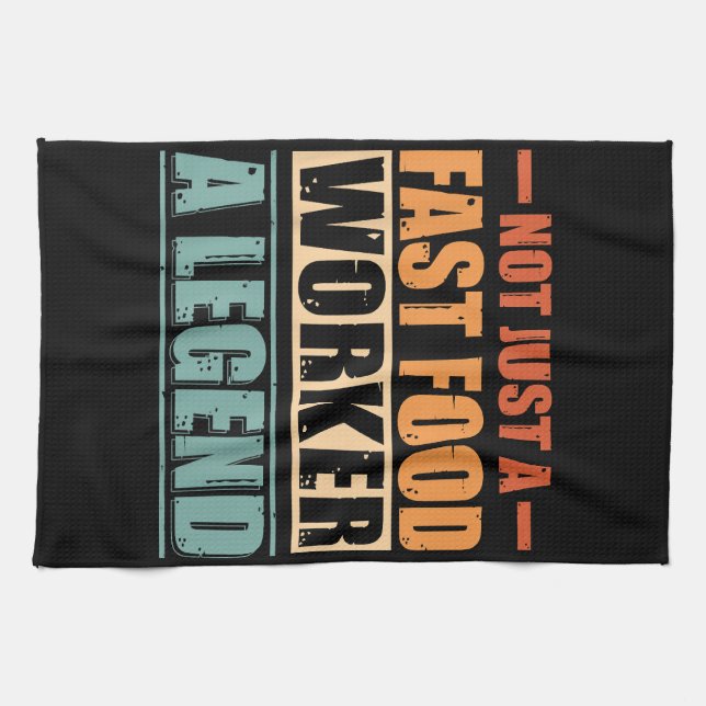 Funny Quote Retro Fast Food Worker Kitchen Towel (Horizontal)