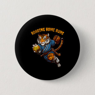 Funny Quote Roaring Home Run Ball Retro Tiger Love 2 Inch Round Button