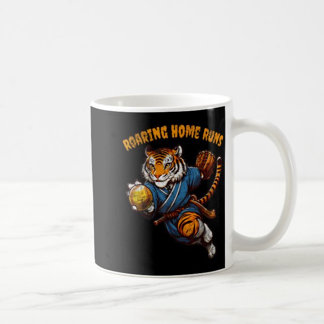 Funny Quote Roaring Home Run Ball Retro Tiger Love Coffee Mug (Right)