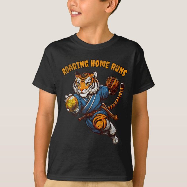 Funny Quote Roaring Home Run Ball Retro Tiger Love T-Shirt (Front)