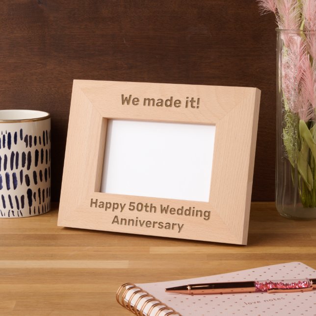 Funny Quote Simple Wedding Anniversary Rustic Text Etched Frames (Left)