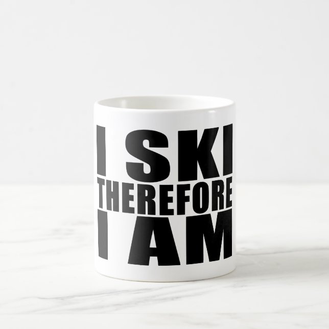 Funny Quote Skiers : I Ski Therefore I Am Coffee Mug (Center)
