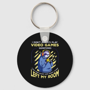 Funny Quote Sloth Playing Video Games Funny Retro Keychain