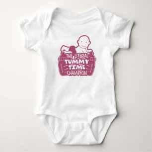 Funny Quote The Literal Tummy Time Champion Pink Baby Bodysuit