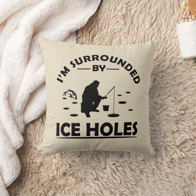 funny quotes about ice fishing lovers throw pillow (Blanket)
