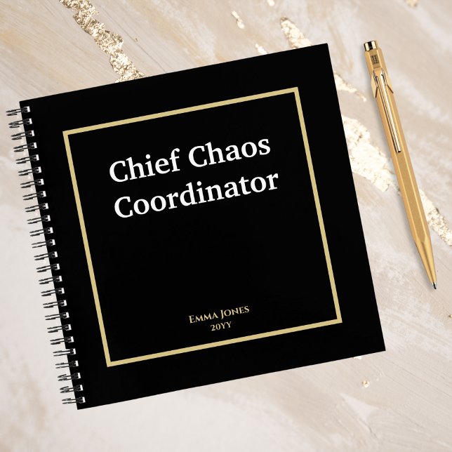 Funny quotes Chief Chaos Coordinator Black Custom Notebook (Creator Uploaded)
