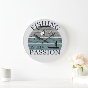 funny quotes fishing is my life large clock