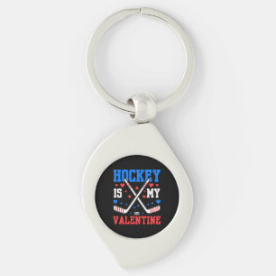 Funny Quotes Ice Hockey Is My Valentine Sport Team Keychain