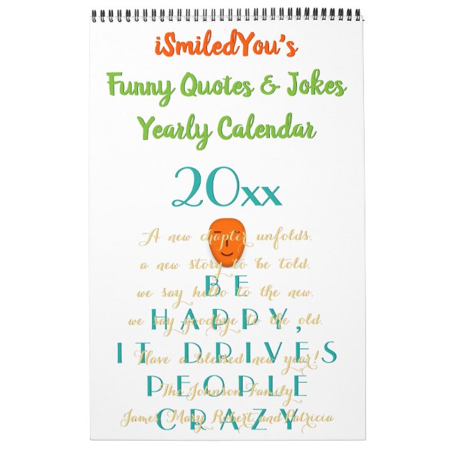 Funny Quotes & Jokes Humour 2025 Custom Yearly Wal Calendar (Cover)