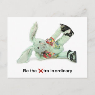 Funny Rabbit Birthday Card. Be eXtraordinary Postcard