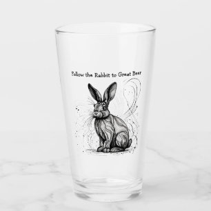 Funny Rabbit Black White Ink Customized Glass