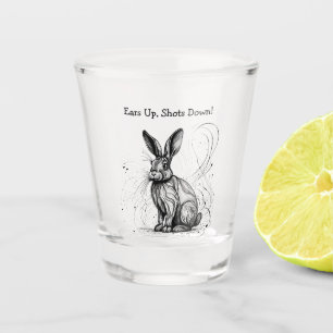 Funny Rabbit Black White Ink Customized Shot Glass