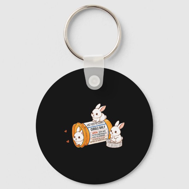 Funny Rabbit Bunny Anti Depressant Zoo Boys Girls  Keychain (Front)