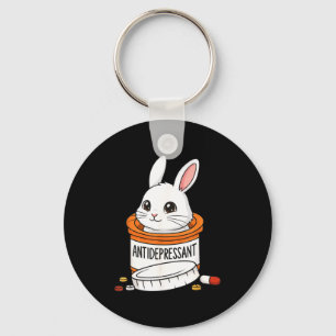 Funny Rabbit Bunny Anti Depressant Zoo Boys Girls  Keychain